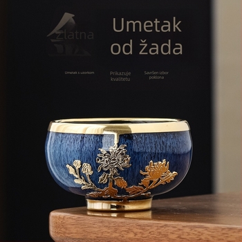 Pozlaćena jadeitna čajna šalica, keramička Gongfu šalica, velika veličina