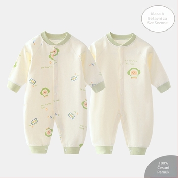 Bebi romper od pamuka, dugi rukavi, 0–3 mjeseca, unisex, proljeće i jesen
