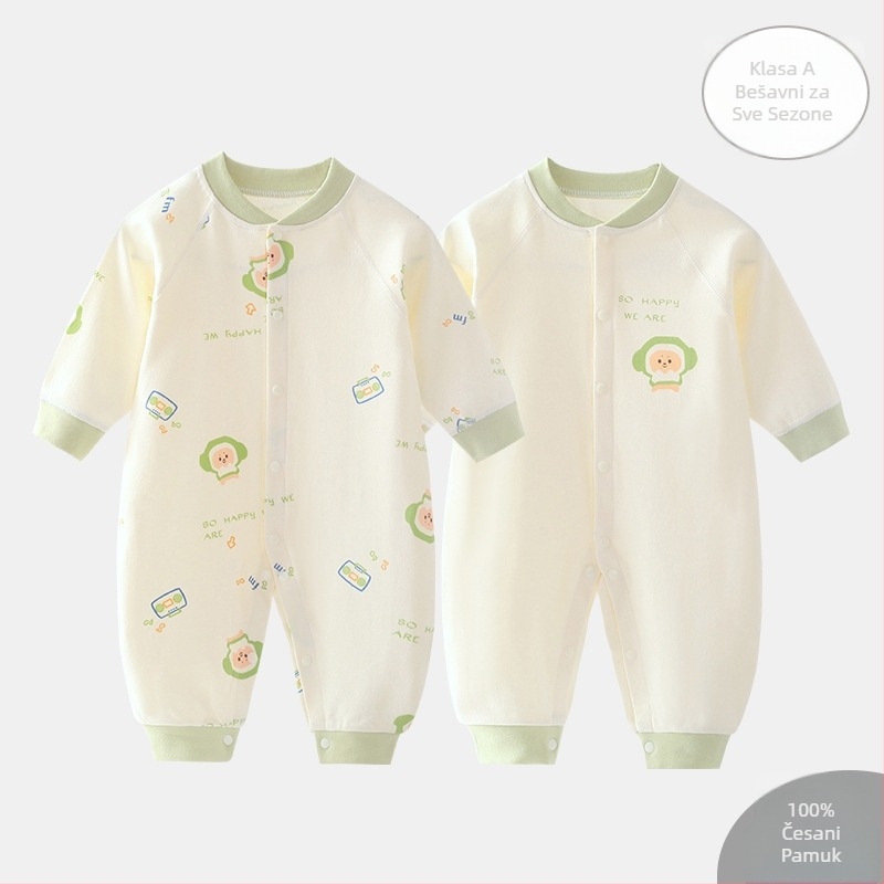 Bebi romper od pamuka, dugi rukavi, 0–3 mjeseca, unisex, proljeće i jesen