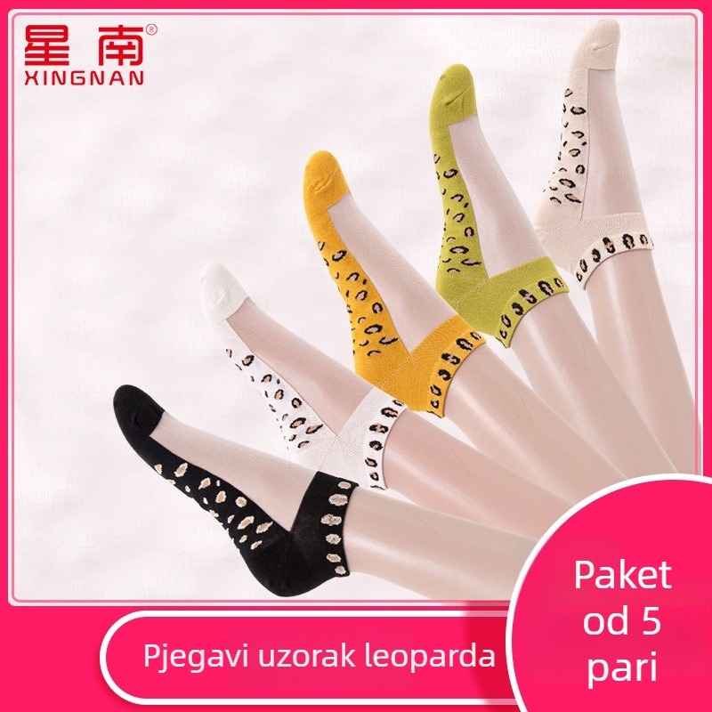 Čarape od ice silk za ljeto, tanke, otporne na zapetljavanje, s pamukom u podstavom, upijaju znoj, kratka duljina, tekstni uzorak