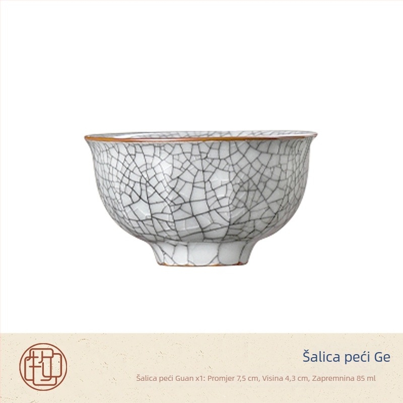 Set keramičkih čajnih šalica Five Famous Kilns, kineskog stila, luksuzni čajni set u poklon kutiji