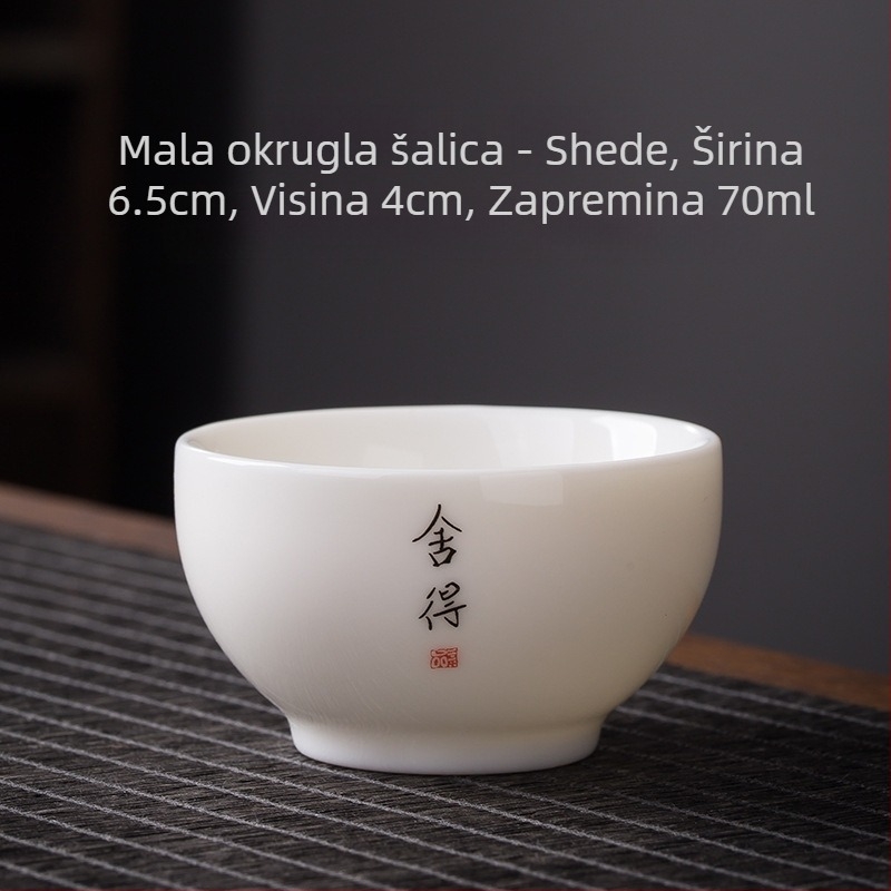 Jedna šalica za čaj od bijelog porculana s zen natpisom, kineski stil, debela keramika