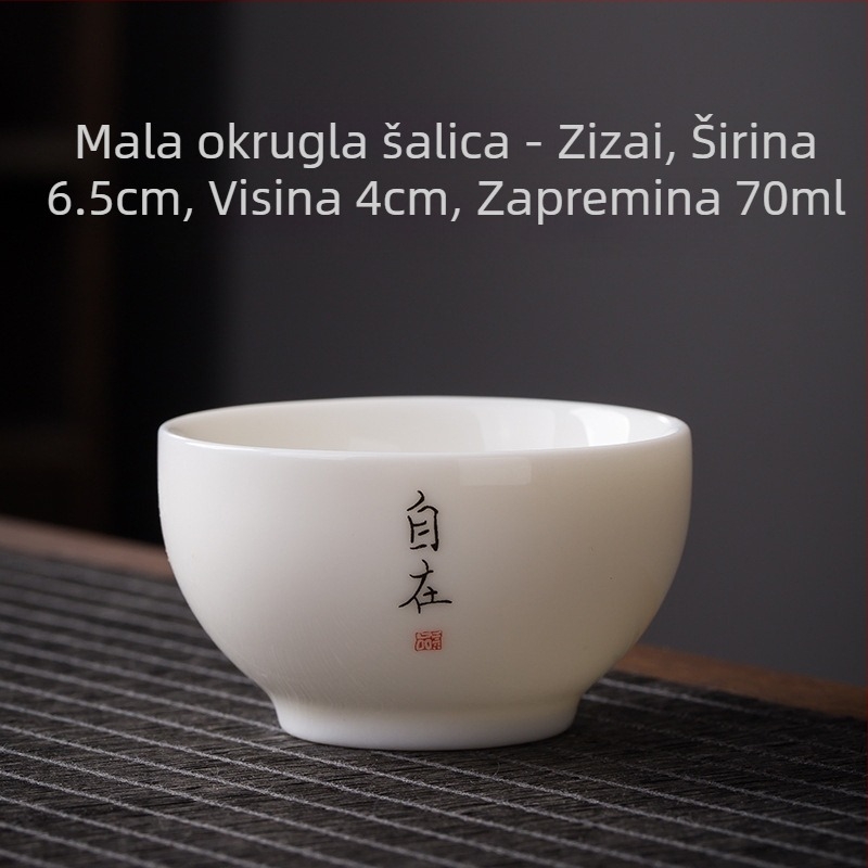 Jedna šalica za čaj od bijelog porculana s zen natpisom, kineski stil, debela keramika
