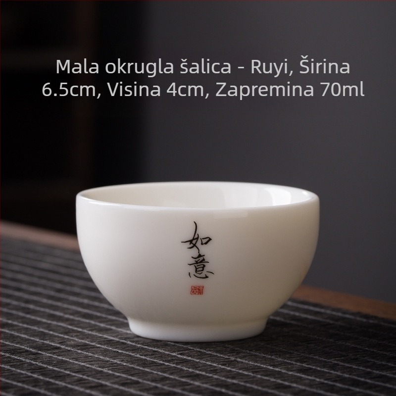 Jedna šalica za čaj od bijelog porculana s zen natpisom, kineski stil, debela keramika