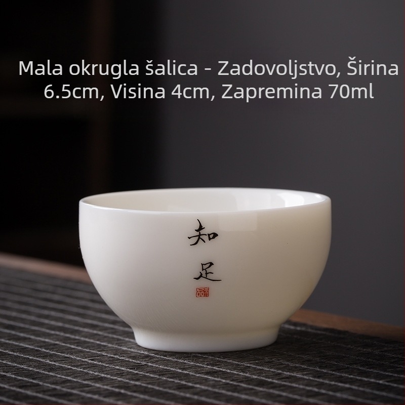 Jedna šalica za čaj od bijelog porculana s zen natpisom, kineski stil, debela keramika