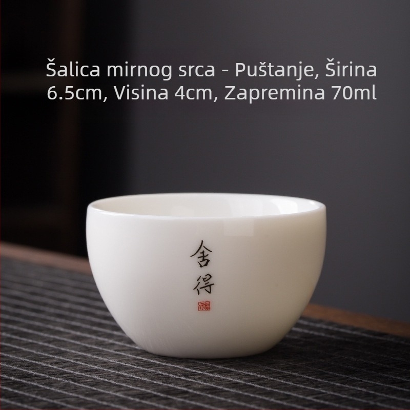 Jedna šalica za čaj od bijelog porculana s zen natpisom, kineski stil, debela keramika