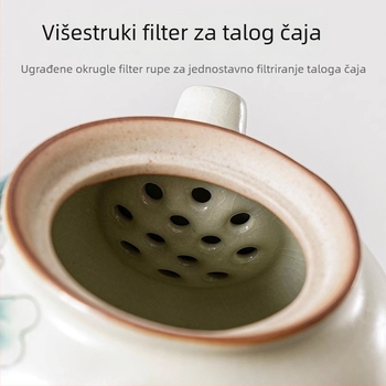 Ruyao Kung Fu keramički čajni set: lonac za čaj s poklopcem, šalice i pladanj, glazura s pukotinama poput leda, elegantan kućni stil
