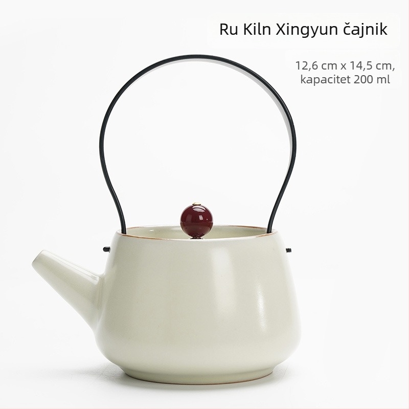 Ruyao Kung Fu keramički čajni set: lonac za čaj s poklopcem, šalice i pladanj, glazura s pukotinama poput leda, elegantan kućni stil