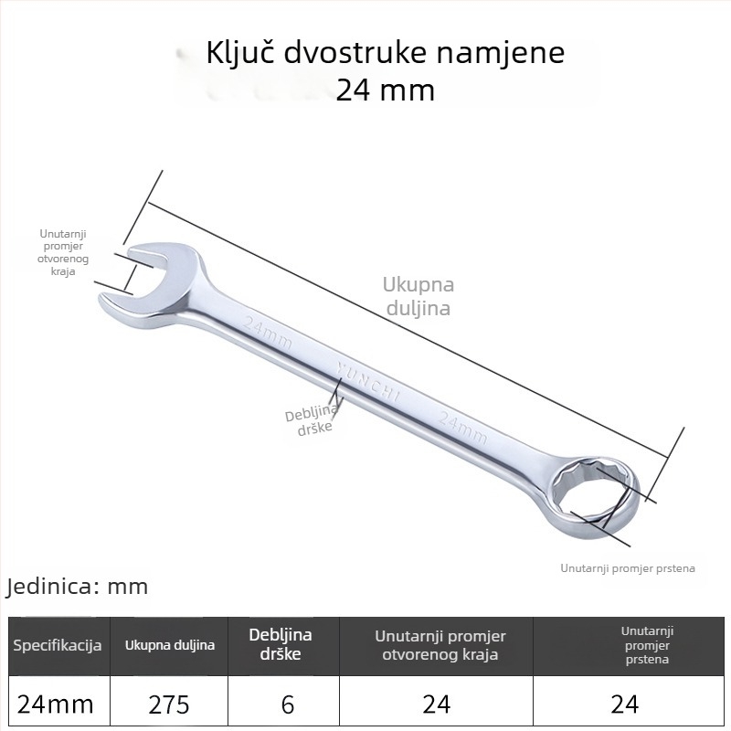 Dvostruki ključ s dvostrukom glavom, ručni ključ, 13 mm, kombinirani ključ s otvorenim krajem, ogledni završetak, čelik 45#
