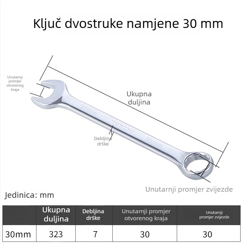 Dvostruki ključ s dvostrukom glavom, ručni ključ, 13 mm, kombinirani ključ s otvorenim krajem, ogledni završetak, čelik 45#