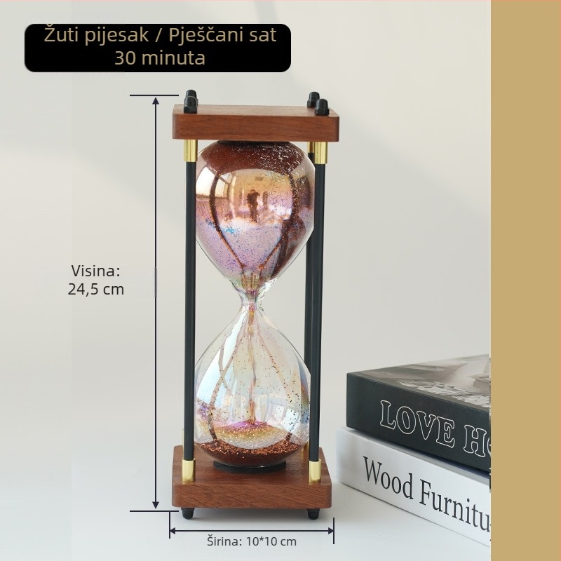 Retro pješčani sat za stol, 30-minutni stakleni ukras za ured, minimalistički dizajn visoke kvalitete