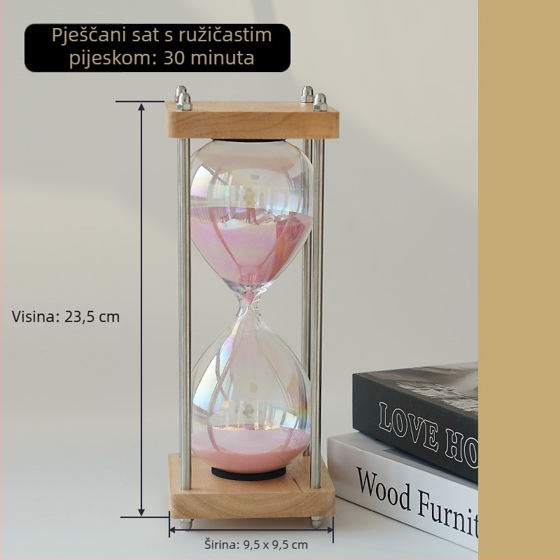 Retro pješčani sat za stol, 30-minutni stakleni ukras za ured, minimalistički dizajn visoke kvalitete