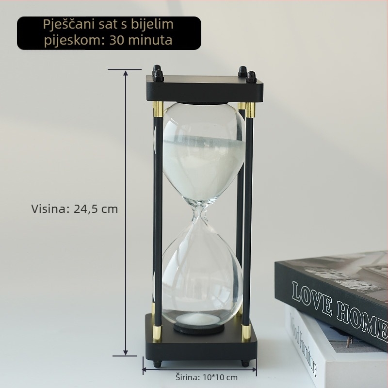 Retro pješčani sat za stol, 30-minutni stakleni ukras za ured, minimalistički dizajn visoke kvalitete