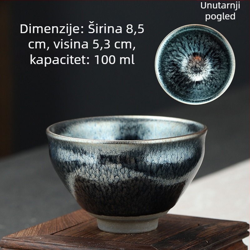 Jianzhan šalica za čaj sa dizajnom Sto cvjetova, porcelanska, velika veličina