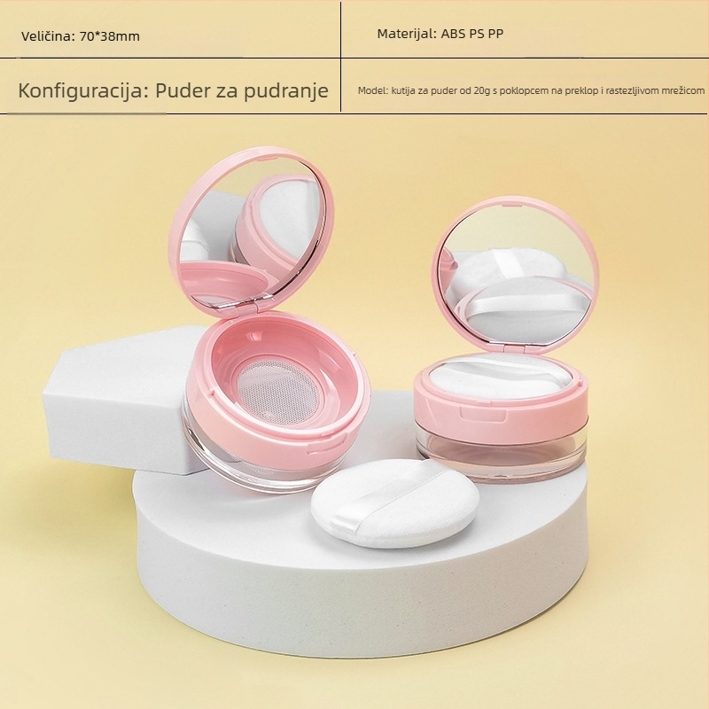Kutija za puder 5g/10g/20g s kapicom za zatvaranje i elastičnom mrežicom, prazna kutija s puffom, praktična