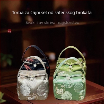Torba od brokada za čajnu opremu, podstavljena, prijenosna putna torba za set čaja, u stilu novog kineskog dizajna