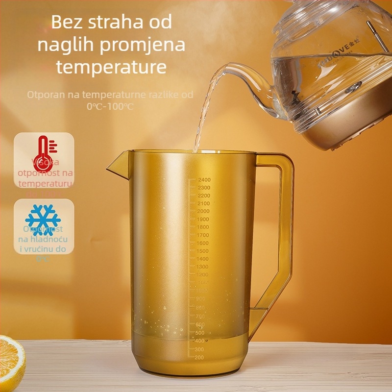 Polikarbonatni vrč za hladnu vodu, velikog kapaciteta, s mjernom skalom, vrč za mliječni čaj i sok, debeli otporan dizajn, pogodan za pripremu čajeva i Cold Brew