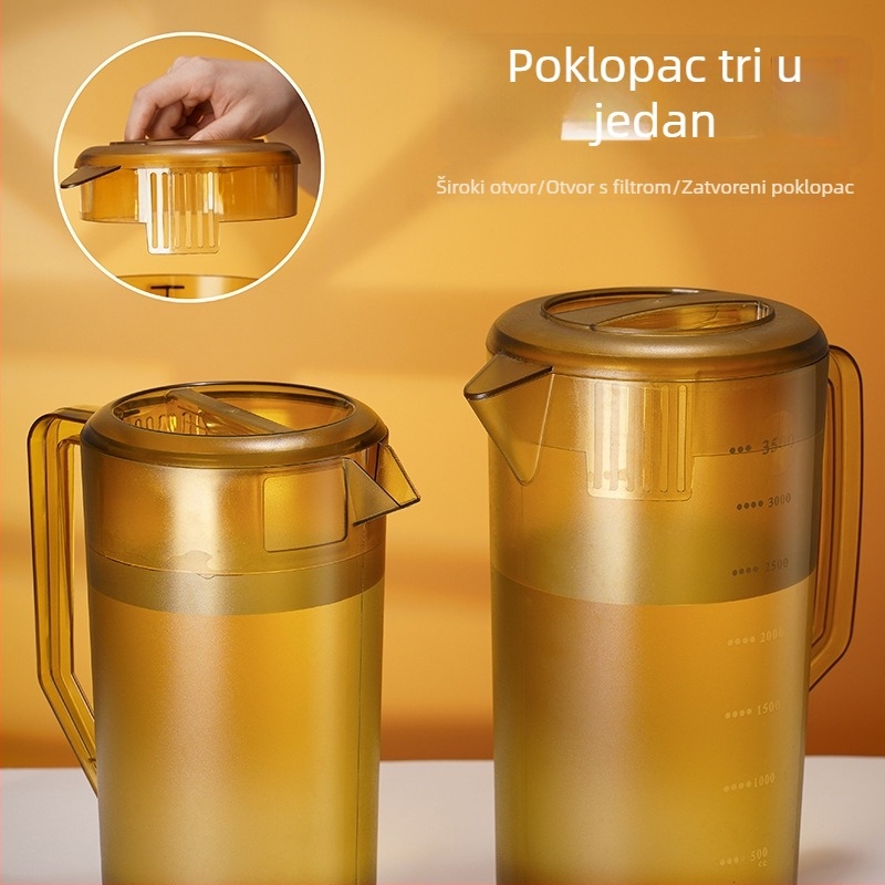 Polikarbonatni vrč za hladnu vodu, velikog kapaciteta, s mjernom skalom, vrč za mliječni čaj i sok, debeli otporan dizajn, pogodan za pripremu čajeva i Cold Brew
