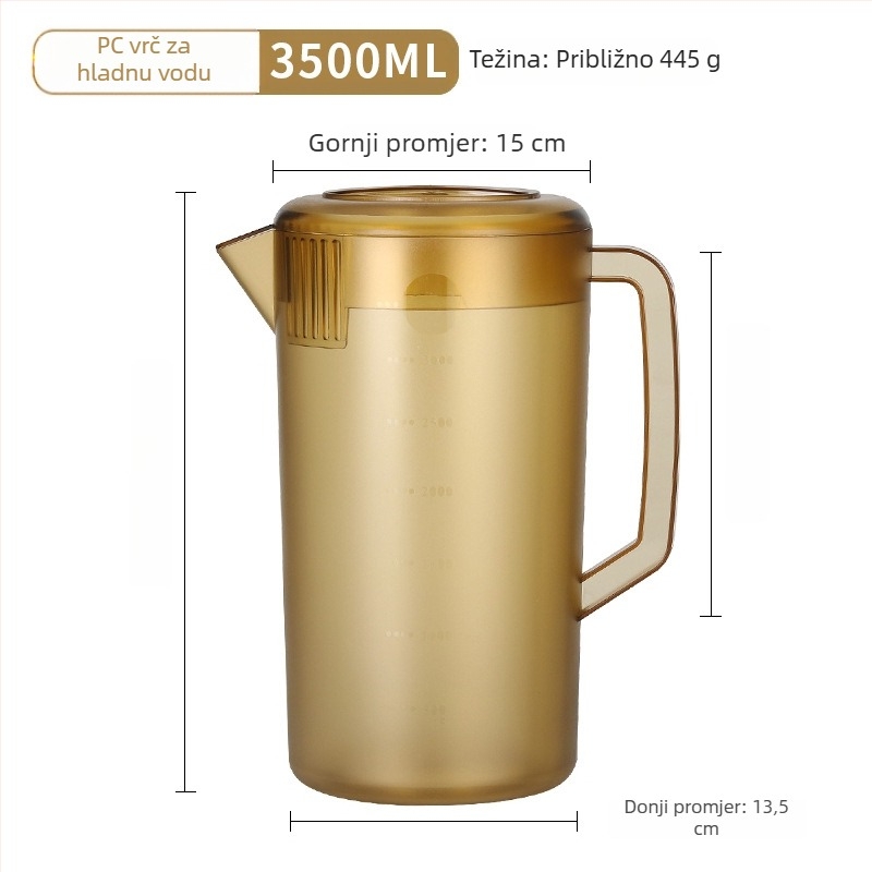 Polikarbonatni vrč za hladnu vodu, velikog kapaciteta, s mjernom skalom, vrč za mliječni čaj i sok, debeli otporan dizajn, pogodan za pripremu čajeva i Cold Brew