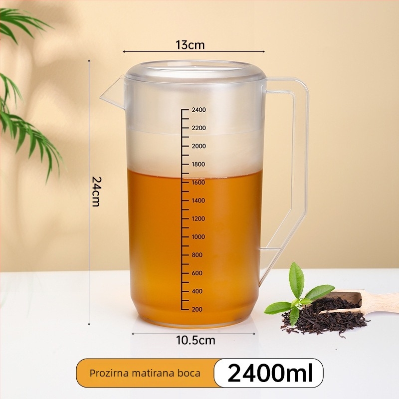 Polikarbonatni vrč za hladnu vodu, velikog kapaciteta, s mjernom skalom, vrč za mliječni čaj i sok, debeli otporan dizajn, pogodan za pripremu čajeva i Cold Brew