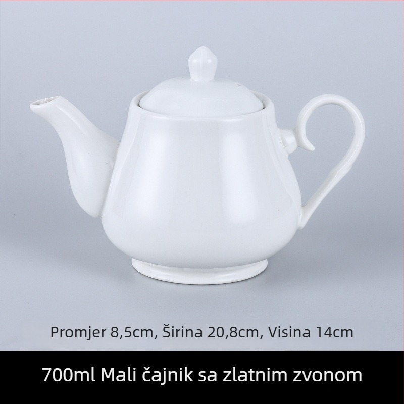 Porcelanski čajnik za hotele i restorane s filtrom, u dvije veličine, veliki kapacitet, bijela keramika