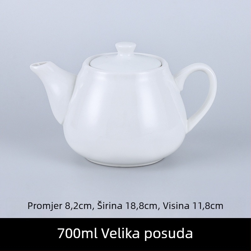 Porcelanski čajnik za hotele i restorane s filtrom, u dvije veličine, veliki kapacitet, bijela keramika