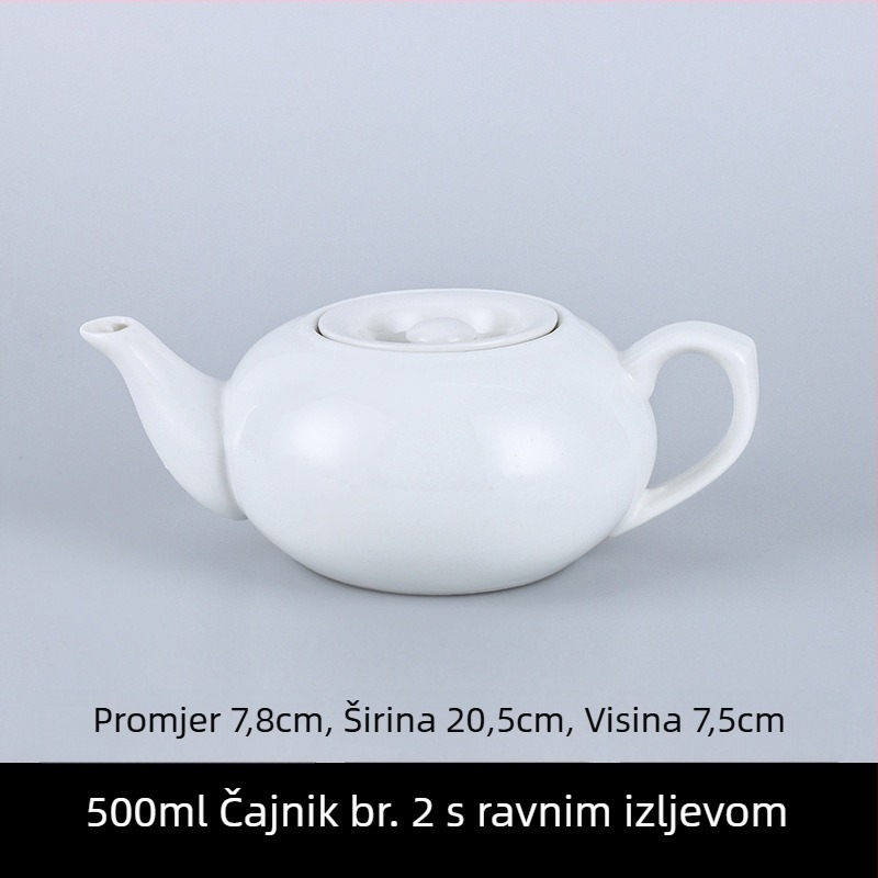 Porcelanski čajnik za hotele i restorane s filtrom, u dvije veličine, veliki kapacitet, bijela keramika