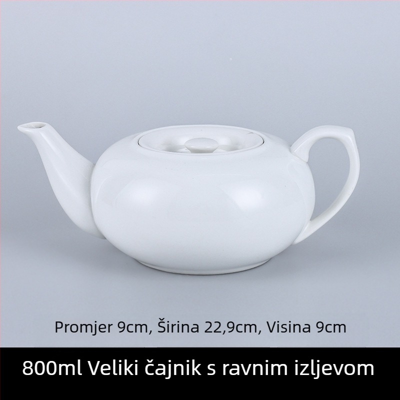 Porcelanski čajnik za hotele i restorane s filtrom, u dvije veličine, veliki kapacitet, bijela keramika