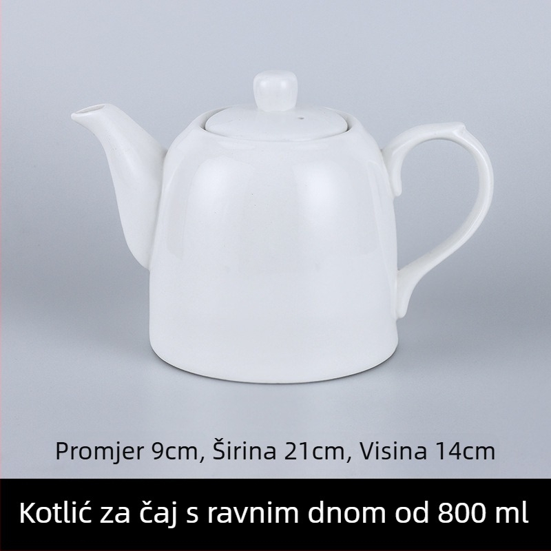Porcelanski čajnik za hotele i restorane s filtrom, u dvije veličine, veliki kapacitet, bijela keramika