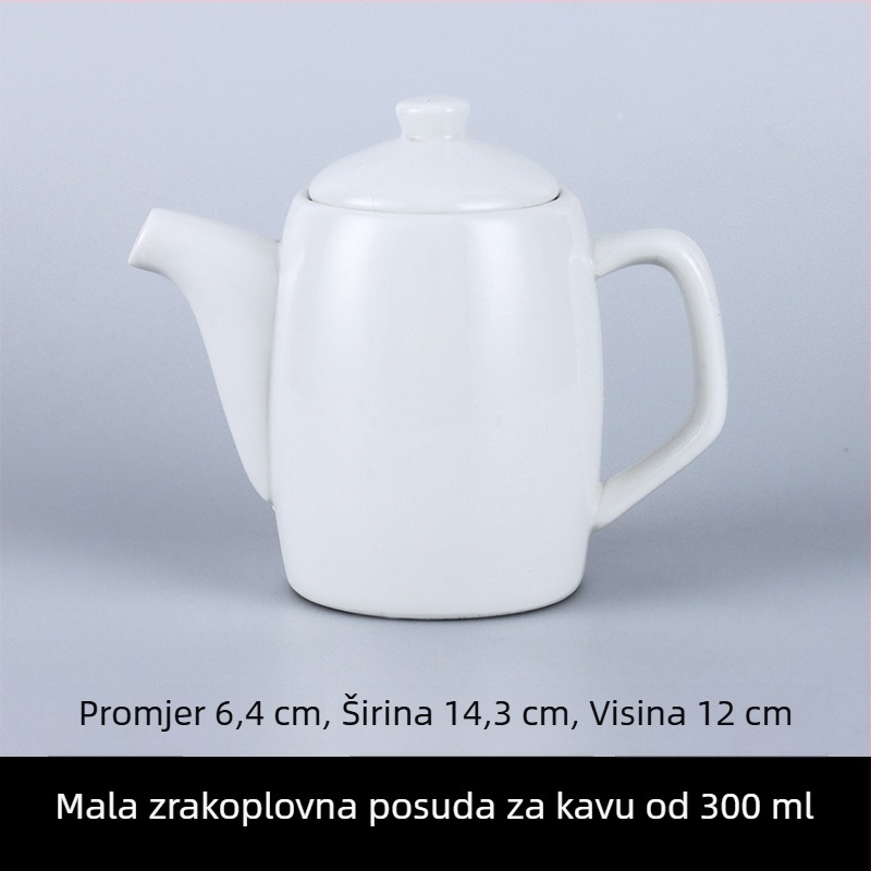 Porcelanski čajnik za hotele i restorane s filtrom, u dvije veličine, veliki kapacitet, bijela keramika
