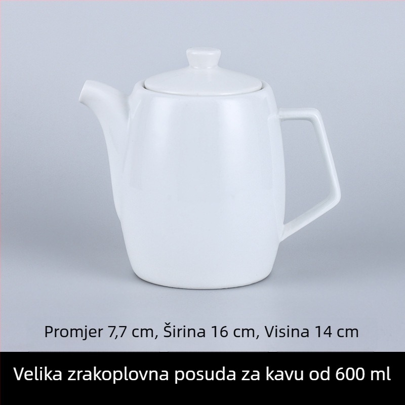 Porcelanski čajnik za hotele i restorane s filtrom, u dvije veličine, veliki kapacitet, bijela keramika
