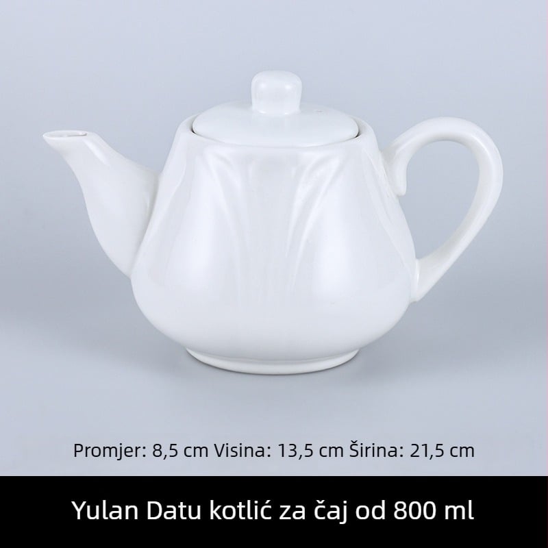 Porcelanski čajnik za hotele i restorane s filtrom, u dvije veličine, veliki kapacitet, bijela keramika