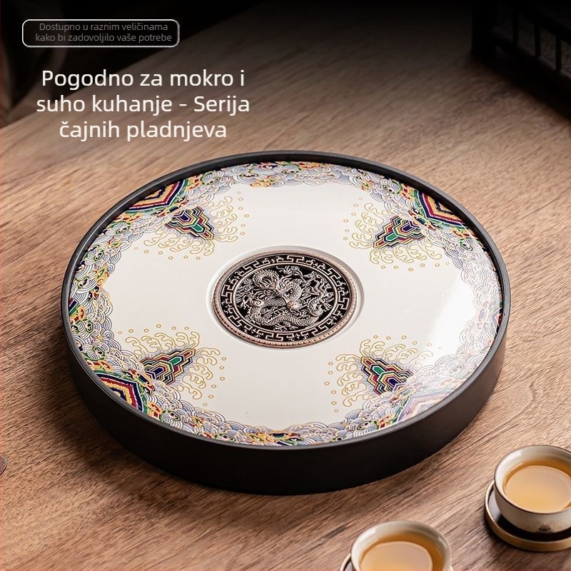Porcelanski kružni tanjur za čaj – keramički tanjur za čaj za dom i ured, dvostruka upotreba Kung Fu čaj seta