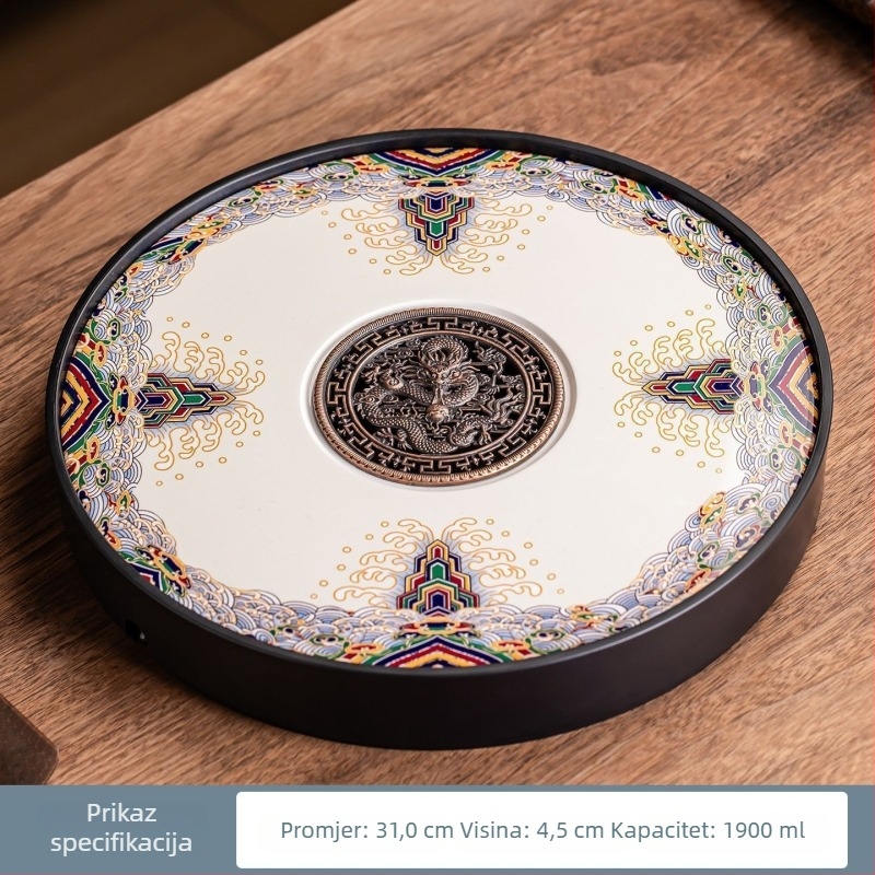 Porcelanski kružni tanjur za čaj – keramički tanjur za čaj za dom i ured, dvostruka upotreba Kung Fu čaj seta
