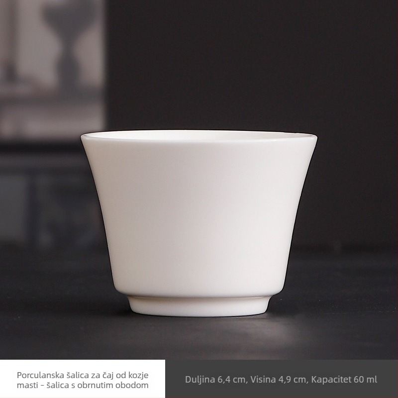 Mala čajna šalica od bijele porcelane u kineskom stilu Gongfu, za kućnu upotrebu - jedna šalica
