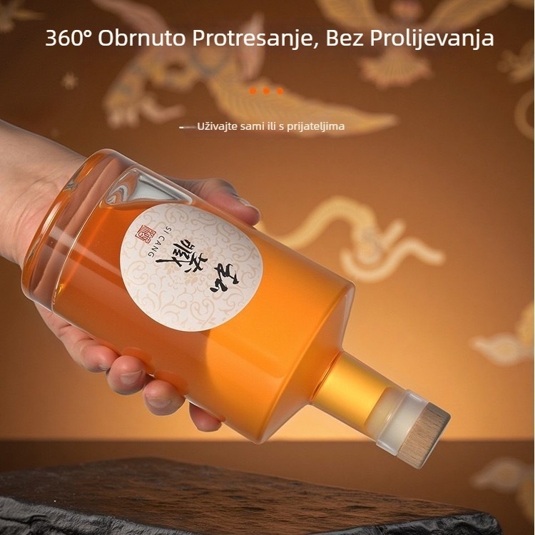Set prozirnih staklenih boca za vino: 500 ml boca za voćno vino i 750 ml boca za alkoholna pića s hermetičnim poklopcima
