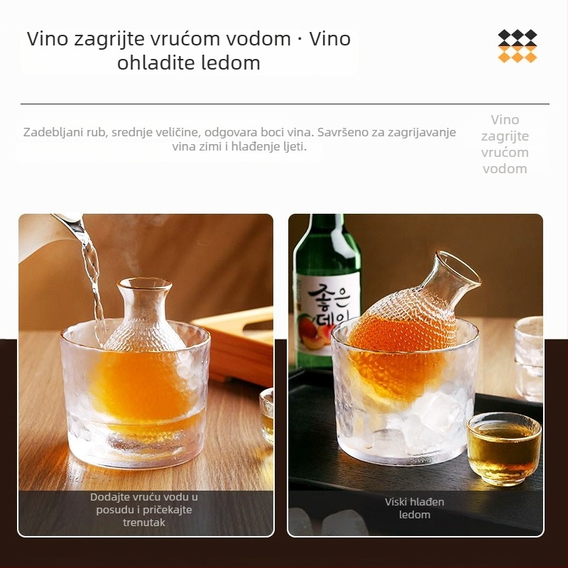 Set staklenih čaša za sake s grijanjem, japanskog stila, posuda za sake i čaše