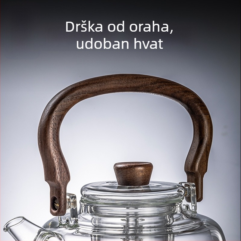 Rong shan tang čajnik od visokog borosilikatnog stakla za čaj od cvijeća, kuhanje i infuziju, otporan na visoke temperature, pogodan za električni keramički štednjak