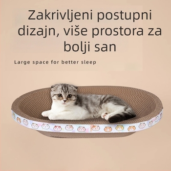 Happy Parrot Veliko mačje grebalice i gnijezdo — jednoplošni valoviti karton, otporan na habanje, bez ispadanja vlakana, višestruka namjena
