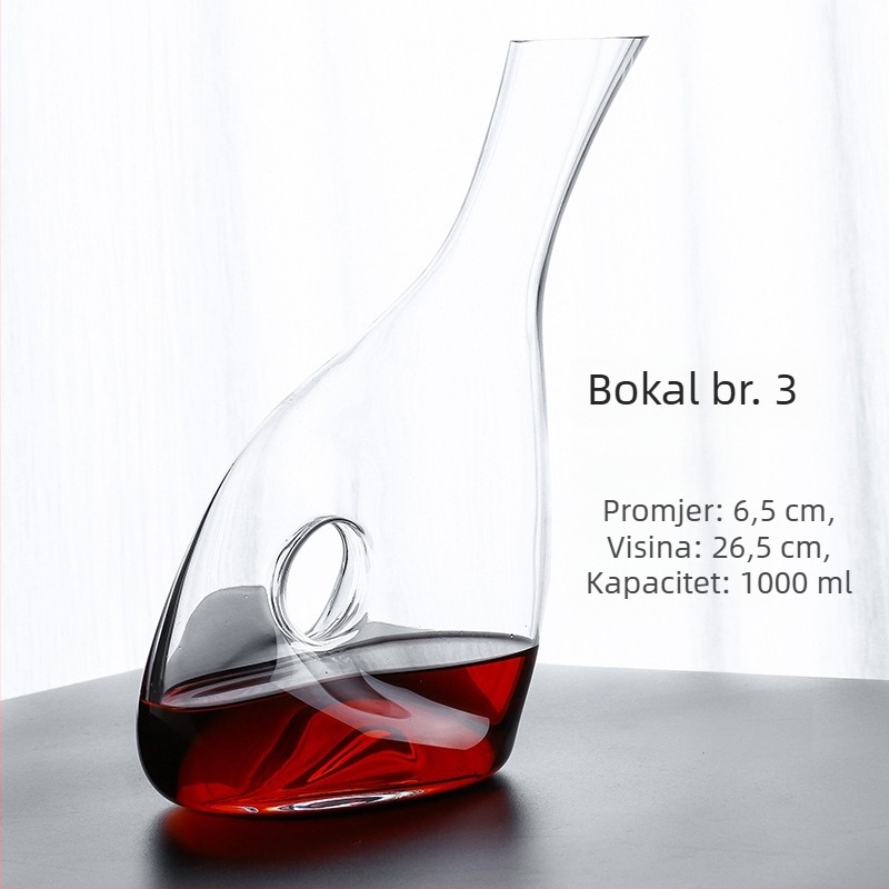 Dekanter za crveno vino, europskog stila od bezolovnog stakla, 1000 ml, vrhunske kvalitete