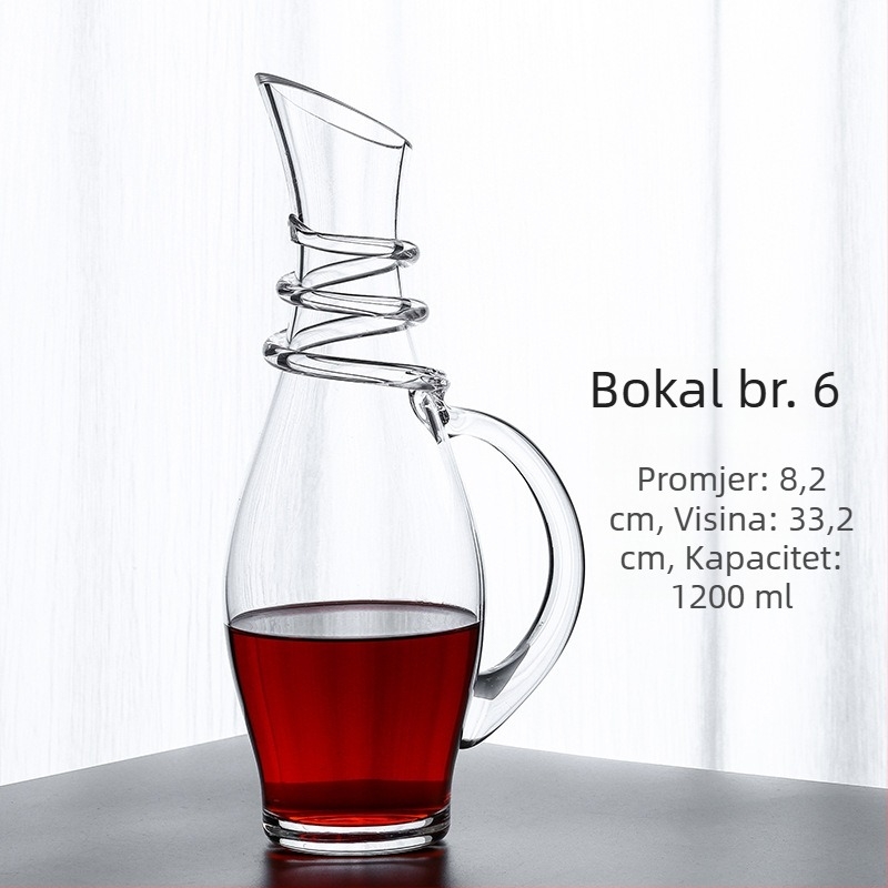 Dekanter za crveno vino, europskog stila od bezolovnog stakla, 1000 ml, vrhunske kvalitete