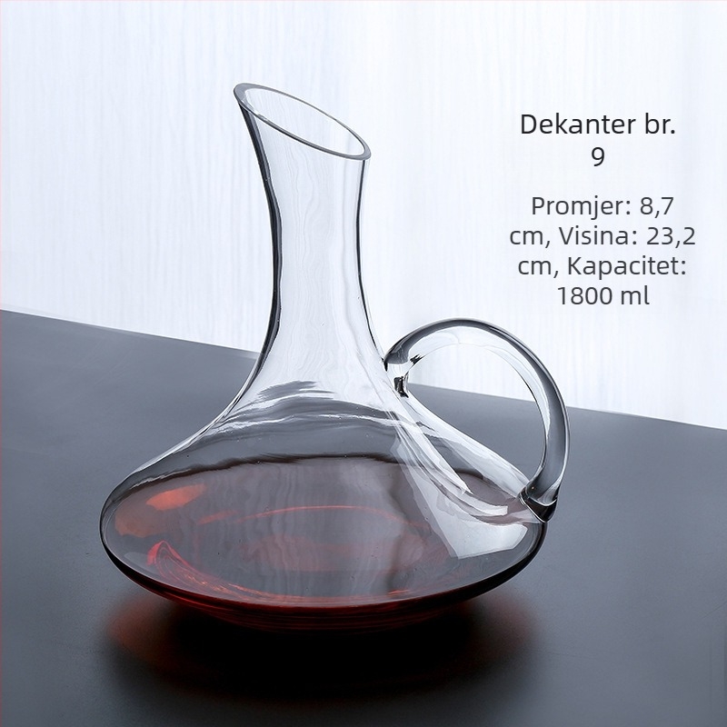 Dekanter za crveno vino, europskog stila od bezolovnog stakla, 1000 ml, vrhunske kvalitete
