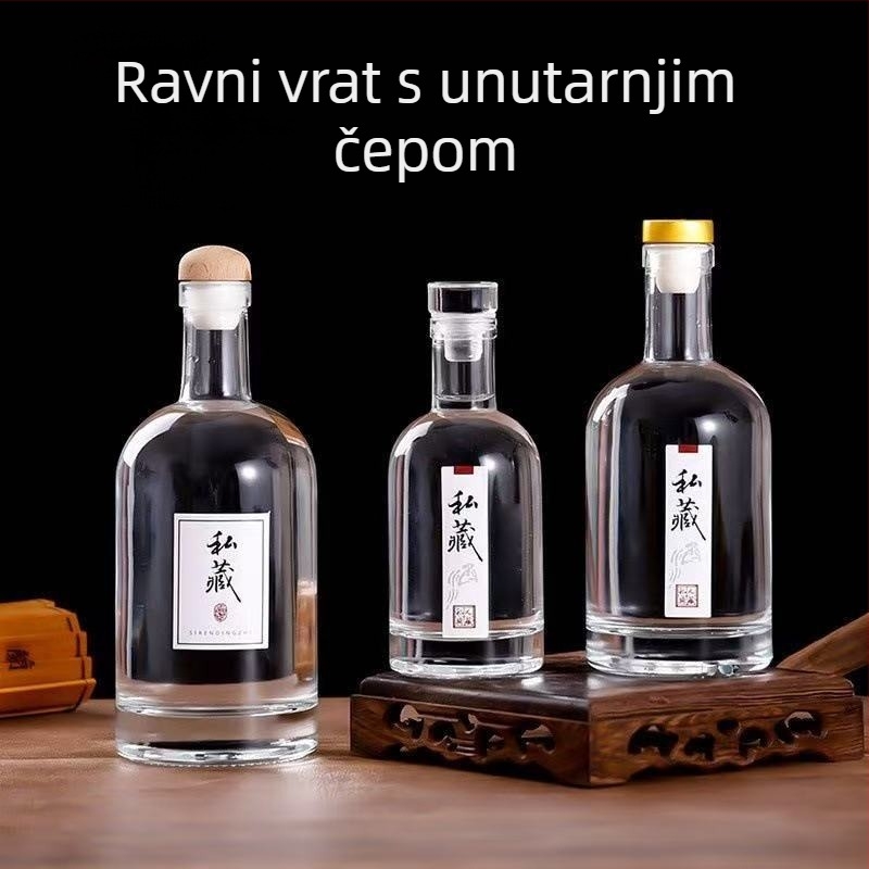 Prozirne mat staklene boce za napitke i voćna vina, prazne boce kapaciteta od 50 ml do 1000 ml