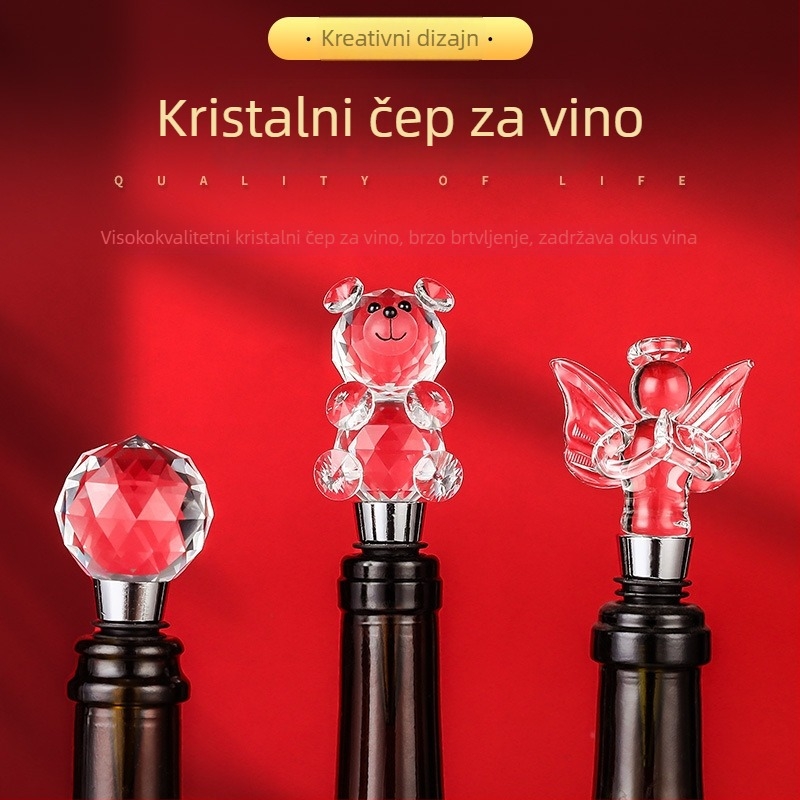Kristalni čep za crveno vino s dizajnom ruže – zaštita od prašine i propuštanja