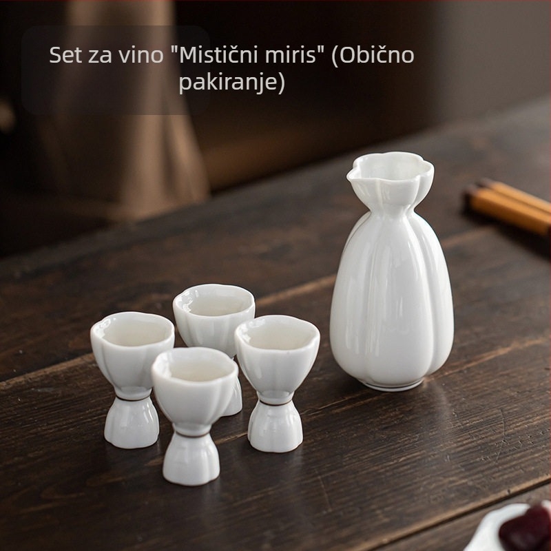 Porcelanski set malih čaša za vino u japanskom stilu, porcelanski poslužitelj pića i poklon kutija, retro stil