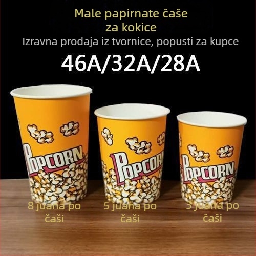 Jednokratne papirnate kante za kokice, mala veličina 28A, komplet u kutiji za kino i KTV