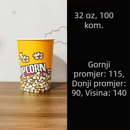 Jednokratne papirnate kante za kokice, mala veličina 28A, komplet u kutiji za kino i KTV