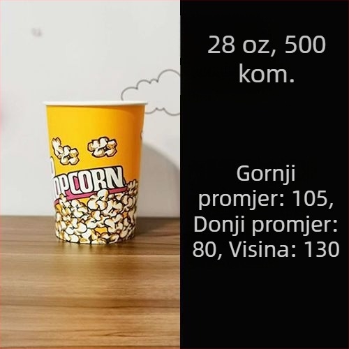 Jednokratne papirnate kante za kokice, mala veličina 28A, komplet u kutiji za kino i KTV