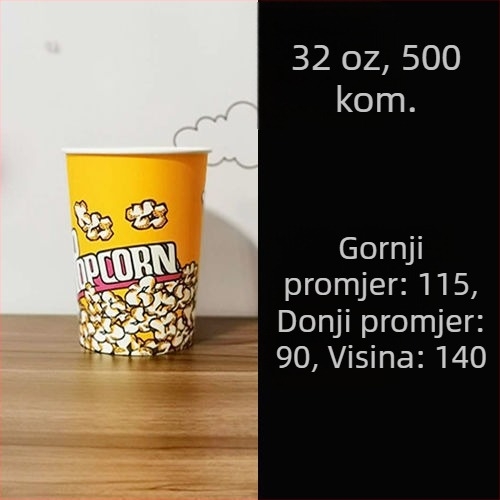 Jednokratne papirnate kante za kokice, mala veličina 28A, komplet u kutiji za kino i KTV