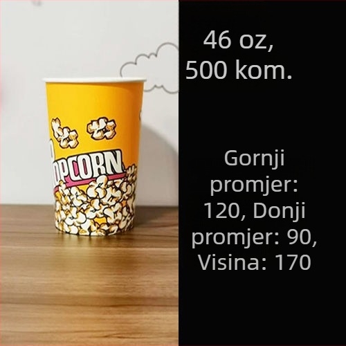 Jednokratne papirnate kante za kokice, mala veličina 28A, komplet u kutiji za kino i KTV